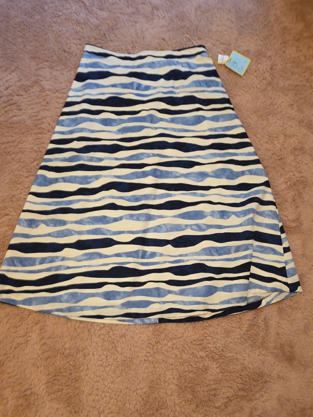 Striped Blue & White Maxi A-Line Skirt